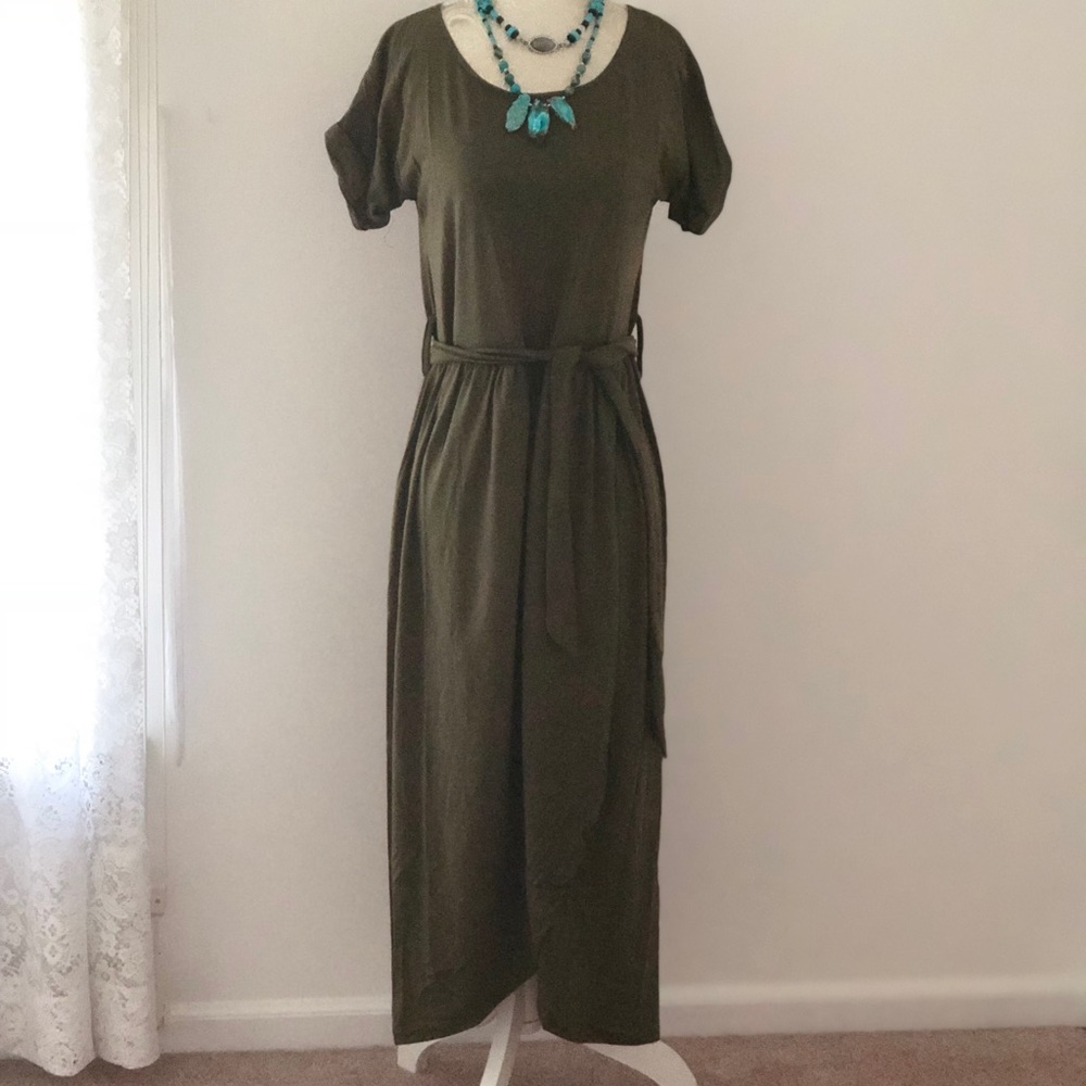 Cotton faux wrap style dress